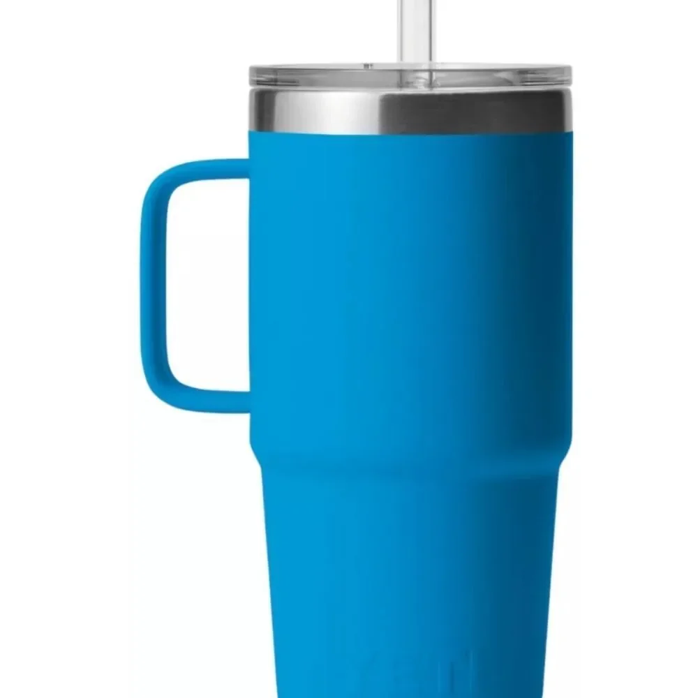 YETI Rambler 25oz Mug w/Straw Lid-‎ Big Wave Blue